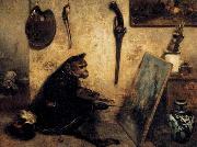 Alexandre Gabriel Decamps The Monkey Painter oil on canvas